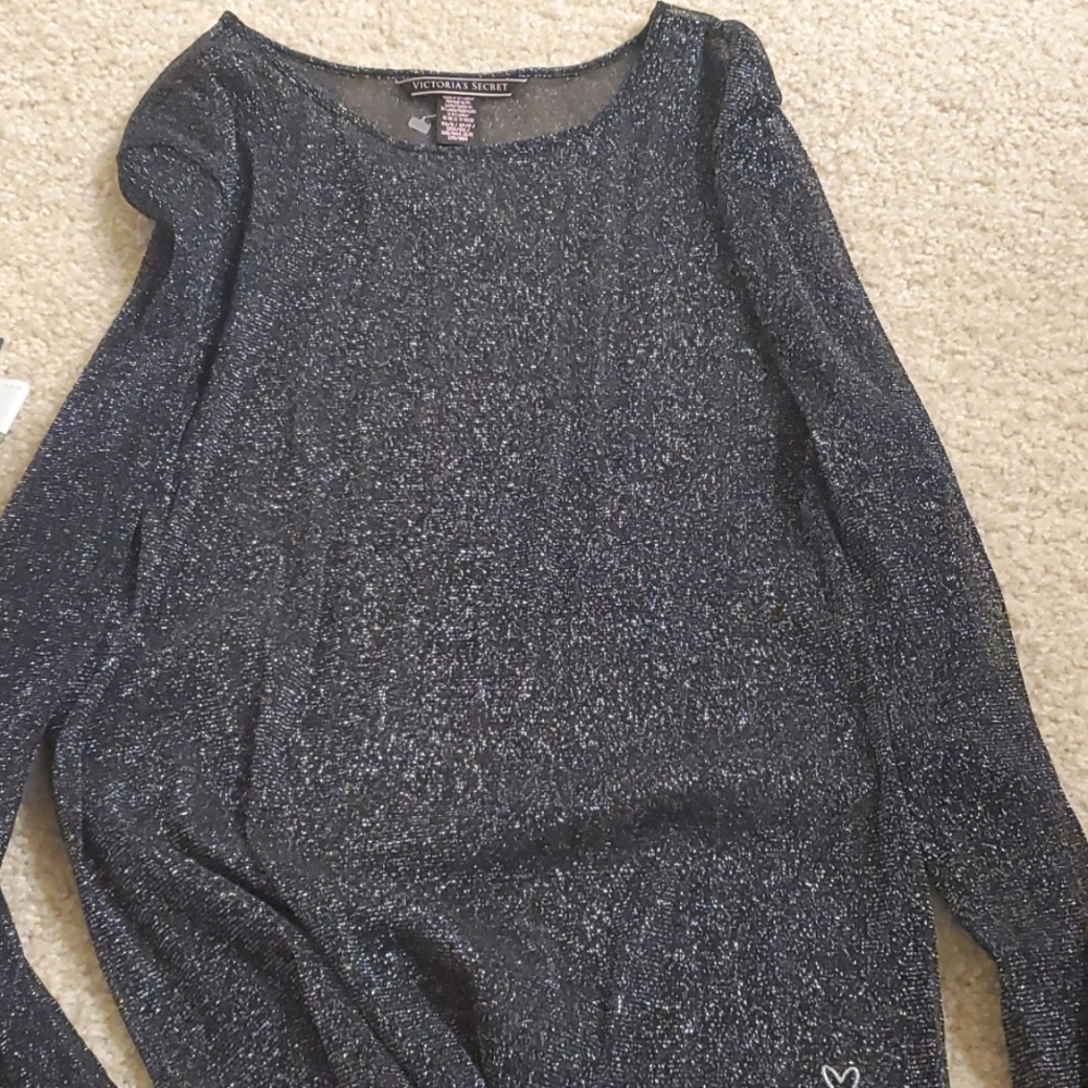 NWOT Victoria's secret XS/S long sleeve shiny sheer